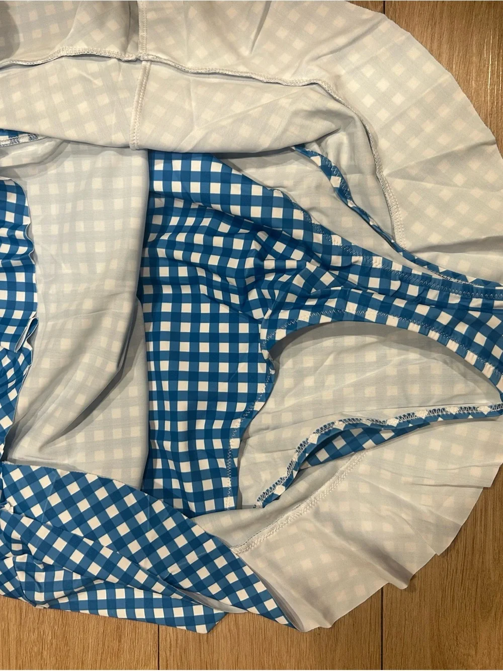 Blue Gingham 2 piece bathing suit new with tags- Women size medium